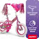 Huffy Disney Princess 12" Pink Girls' Bike, Ideal for Ages 3-5 Years Old, Removable Training Wheels, Sturdy and Durable, Heart Shaped Basket, Shimmering Streamers, Adjustable Comfort