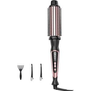 Thermal Brush, Heated Round Brush & Curling Iron with Ceramic Ionic Technology, Hair Tools for Volumizing & Styling, Travel-Friendly Hot Comb with Adjustable Temperature（Rose Gold 1.5 inch）