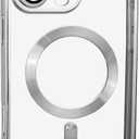 Luxury Magnetic Shockproof Case for iPhone 14/15/ Pro Max  Clear TPU Acrylic Cover (Silver, Iphone16 ProMax)
