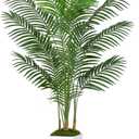 UPBUD Artificial Palm Tree, 6FT Tall Large Fake Tropical Areca Plants with White Tall Pot & 15 Artificial Leaves, Realistic Faux Palm Trees for Home Patio Poolside Office Porch Garden Decor