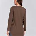 Women's Casual Cotton Sleeveless/Long Sleeve T Shirt Round Neck Basic Loose Tunic Tops (Brown, M)