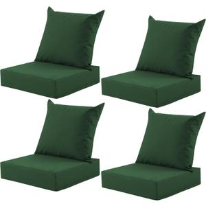 Outdoor Deep Seat Cushion Set, 24x24 Inch Water-Resistant & Fade-Resistant Outdoor Chair Cushions, Patio Furniture Cushions with Removable Cover for Patio Chair, Sofa, Forest Green (Set of 4) (24*24+5.75/25*22.5")