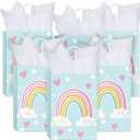 Sinmoe 24 Pcs Rainbow Gift Bags with 24 Pcs White Tissues Paper Rainbow Party Favor Small Bags with Handles for Kids Birthday Baby Shower Weddings Graduation 8.27 x 5.91 x 3.15 Inch
