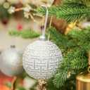 3.15" Vintage Christmas Ball Ornaments, Rustic Silver & White Distressed Christmas Ornaments Set, Shatterproof Farmhouse-Style Tree Decorations for Xmas Home Holiday Dcor(Pack of 8)