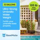 Rhino BaseMate Detachable Square Umbrella Base Weight Water Bag, Black | 30L, 70Lb Water-Filled Bag for Umbrella Stand Cantilever Base