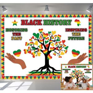 7X5FT Black History Month Photo Backdrop African American Inspirational Wall Celebration Banner Inspiring The Future Honoring The Past Black History Classroom Bulletin Board Decorations