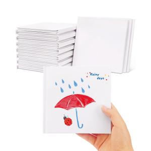 Dynta Blank Hardcover Book 5x5Inch, 18 Pack Blank Books for Kids to Write Stories White Hardcover Sketchbook Journal for Drawing Sketching Christmas Gift Art, 36 Pages (18 Sheets) for Each book