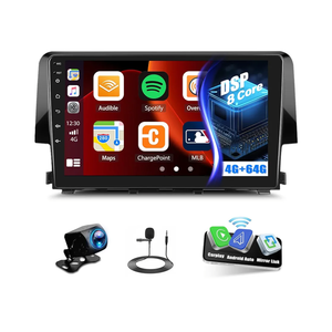 4G+64G/8 Core Android Car Stereo for Honda Civic 2016 2017 2018 2019 2020 Wireless Apple CarPlay Android Auto GPS Navigation 9 Inch 1280 * 720 Touch Screen Bluetooth WiFi DSP FM/RDS Backup Camera