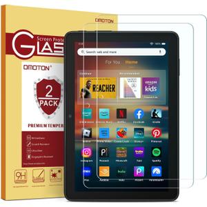 OMOTON Screen Protector for New Amazon Kindle Fire HD 8/8 Plus/Kids/Kids Pro Tablet(2024/2022/2020, 12th/10th Generation, 8 inch), Tempered Glass/9H Hardness/Case Friendly, 2 Pack
