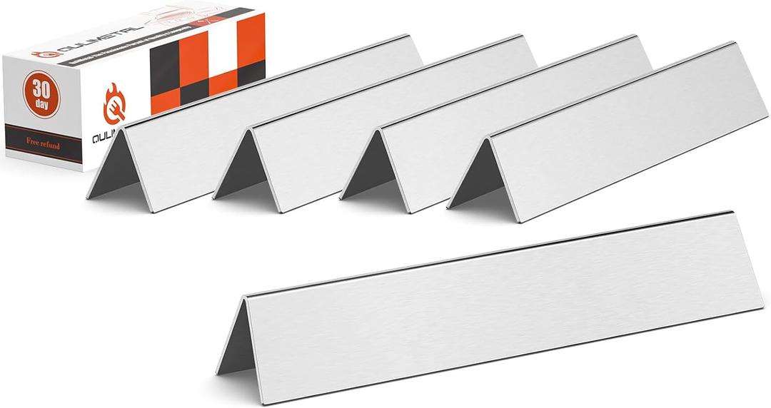 QuliMetal 17.5 Inch Flavorizer Bars for Weber Genesis 300, Genesis E-310 E-320 E-330 Grills with Front Controls Knobs (2011-2016), Stainless Steel Grill Heat Plates for Weber 7620 7621