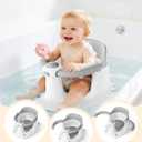 Baby Bath Seat for Babies 6 Months & Up - Bathtub Seats for Babies with 3 Baby Bath Toys, Non-Slip, Comfortable, Infant Bath Essentials-Grey