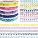 Happy Makers 39.37 Feet Necklace Figaro Chains for Jewelry Making, 4 Colors Brass Plated Necklace Chains with 40 Lobster Clasps, 80 Jump Rings in Bulk for Women Men DIY Bracelet Craft