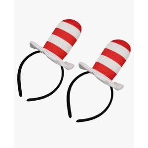 Red and White Hat Stovepipe Headbands,the Book Character Costumes Headband Halloween Cosplay Party Accessories