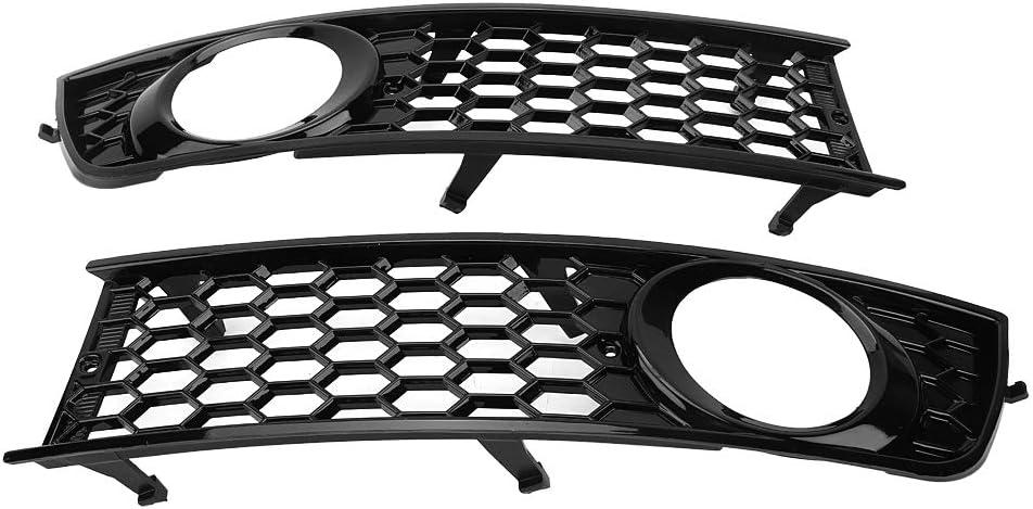 Fog Light Grille, 2pcs Car Front Bumper Fog Light Grilles, Black ABS Lower Side Fog Lamp Grill for Audi A4 B6 2002-2005