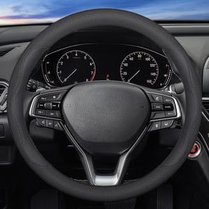 XHRING Car Steering Wheel Cover for Ford F150 F250 F350 Super Duty Expedition Toyota Tacoma Tundra 4Runner RAM 1500 2500 3500 Lexus GX Grand Caravan Range Rover Accessories Leather Black (15 ''-16'')