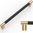 Amerdeco 10 Pack Matte Black and Gold Knurled Cabinet Pulls 10 Inch Hole Center Kitchen Cabinet Handles for Drawer Cupboard and Wardrobe ZH0038