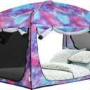 Bed Tent,Portable Privacy Sleeping Bed Canopy,Blackout 90% Drapes for Kids and Adult,Indoor Space Tent with Breathable Large Mesh Windows