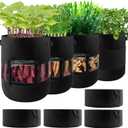 4-Pack 11 Gallon 360Visible Potato Grow Bags, Potato Pot Planter with Flap Window Shade Cloth, Potato Growing Containers, 380g Thickened Felt Garden Planting Bag for Growing Potatoes Vegetables