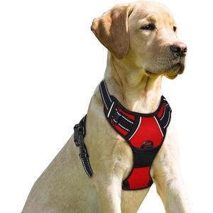 BARKBAY No Pull Dog Harness Front Clip Heavy Duty Reflective Easy Control Handle for Large Dog Walking(Red, XS)