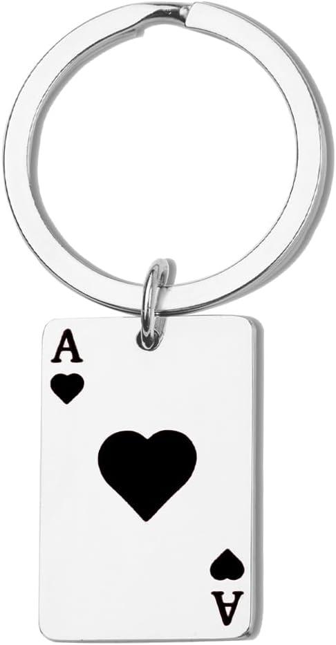 Poker Ace Keychain for Bag Purse Ace Of Spades Charm for Wallet Tote Bag Lucky Charms for Handbags Wallets Key Chain Gift for Husband Poker Birthday Gifts for Men Boyfriend Poker Lover Friend