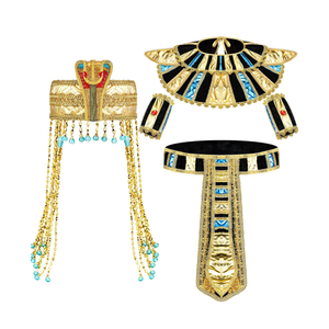 5 Pcs Egyptian Costume Accessories Cleopatra Costume Snake Beaded Egyptian Princess Headband Belt Collar Wristbands Collar for Women Girls Halloween Jewelry, Multicolored
