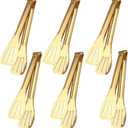 6 Pack Serving Tongs Kitchen Tong, 7 Inch Gold Buffet Tongs, Stainless Steel Food Tong Small Tong, Serving Tong for Buffet, Party, Salad, Appetizers