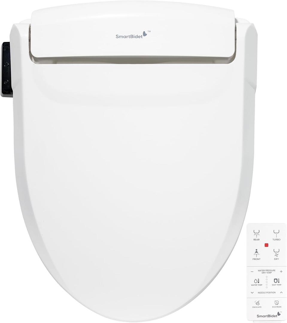 SmartBidet SB-1000 Smart Bidet Electric Bidet Toilet Seat with Heated Seat, Warm Water, Air Dryer Remote Control, Elongated