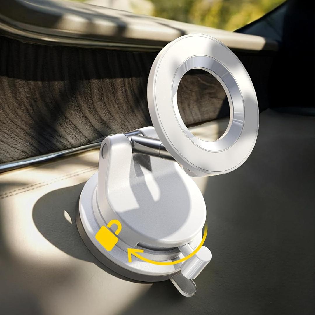 LISEN for Magsafe Car Mount, Cell Phone Holders for Your Car, Magnetic Car Accessories for Women Men Jeep Truck, Vacuum Gifts for iPhone 17 Pro Max 16 15 14 13 12, Samsung S25, Pearl White