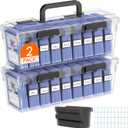 Lifewit Trading Card Storage, Index Card Holder, Reinforced Latch Box with 8 Adjustable Dividers, Writable Labels, Stackable Case Fit for MTG Sports Cards up to 900 Unsleeve(180 with Toploader), 2 PCS