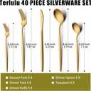 40 Piece Gold Silverware Set for 8, Terlulu Stainless Steel Flatware Set, Gold Cutlery Set Utensils Set, Tableware Include Forks Knives Spoons for Home Kitchen Restaurant Wedding, Satin Finish