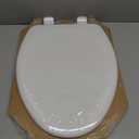Mayfair Linden Slow Close Toilet Seat, Non Slip Heavy Duty Wood, Easy Install, Elongated, White