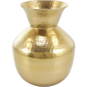 Deco 79 Metal Decorative Vase Hammered Spotted Centerpiece Vase with Fluted Top, Flower Vase for Home Decoration 10" x 10" x 13", Gold