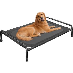 Ekisemio Cooling Breathable Elevated Dog Bed with Metal Frame for Large Dogs, 44.5"L x 31"W x 9.25"Th, Black