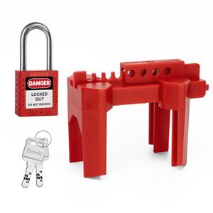 Ball Valve Lockout with Safety Padlock, Adjustable Ball Valve Lockout Device, Suitable for 1/2"-2-1/2" Diameter Outside Pipe, 1 Set, Water Spigot Lock, OSHA Compliant Outdoor Faucet Lock