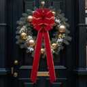 Red Velvet Christmas Tree Bows - Set of 3 Large 12x33 Inch Vintage Holiday Bows for Xmas Tree Decorations, Gift Wrapping, Garland, Party Decor for Indoor Outdoor Dilicoming