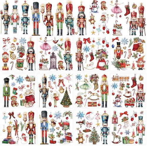 Christmas Rub on Transfers for Crafts Furniture: 9 Pcs Nutcracker Vintage Christmas Rub on Transfers Stickers Xmas Fairy Nutcracker Deals for Home DIY Crafts (6 * 6 inches)