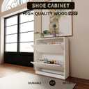 Shoe Cabinet with 2 Flip Drawers, Shoe Rack Organizer, Storage for Entryway with Adjustable Shelf, Hidden Cabinet for Hallway, Living Room, White 33" H x 28.7" W x 10.23" D