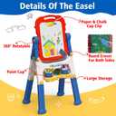 Kids Easel for Toddlers Age 2-4 Art Magnetic White Board & Chalkboard Double Side Adjustable Stand Drawing Writing Learning Educational Toy for 2 3 4 Year Boys Girl Birthday Gifts