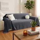 Chenille Couch Cover for Dogs Washable Boho Throw Blanket Washable | 71"118",Dark Gray, Soft Chenille, Tassel Design, Pet Friendly, Furniture Protector, for Couch, Sofa, Bed, Living Room
