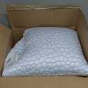 QUTOOL Cooling Side Sleeper Pillow for Neck and Shoulder Pain Relief, Adjustable Curved Shredded Memory Foam Bed Pillows for Sleeping, Queen 1 Pack with Additional Foam Fill Included (White) (Icy Blue)