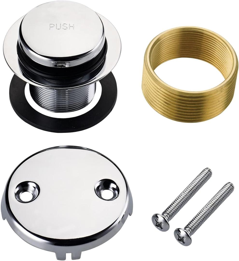 Chrome Tip Toe Bathtub Tub Drain Conversion Kit Assembly, Wellup Tub Drain Trim Kit with Two Hole Overflow Faceplate, Chrome Polished