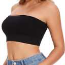 JOYSHAPER Strapless Bra for Women Seamless Bandeau Wireless Comfy Tube Top Daily Bra, Black, M