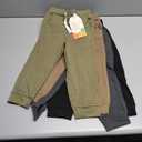 4 Pack Toddler Boys Sweatpants Elastic Waist Drawstring Joggers with Side Pockets Tapered Pants for Kids (3T, Black, Army Green, Dark Gray, Khaki)