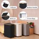 iEGrow Lagre Laundry Basket with Wheels, Laundry Hamper with Lid, 160L Clothes Hamper for Laundry with 3 Liner Bags, for Laundry Room, Bedroom, Dormitory Organization,Black