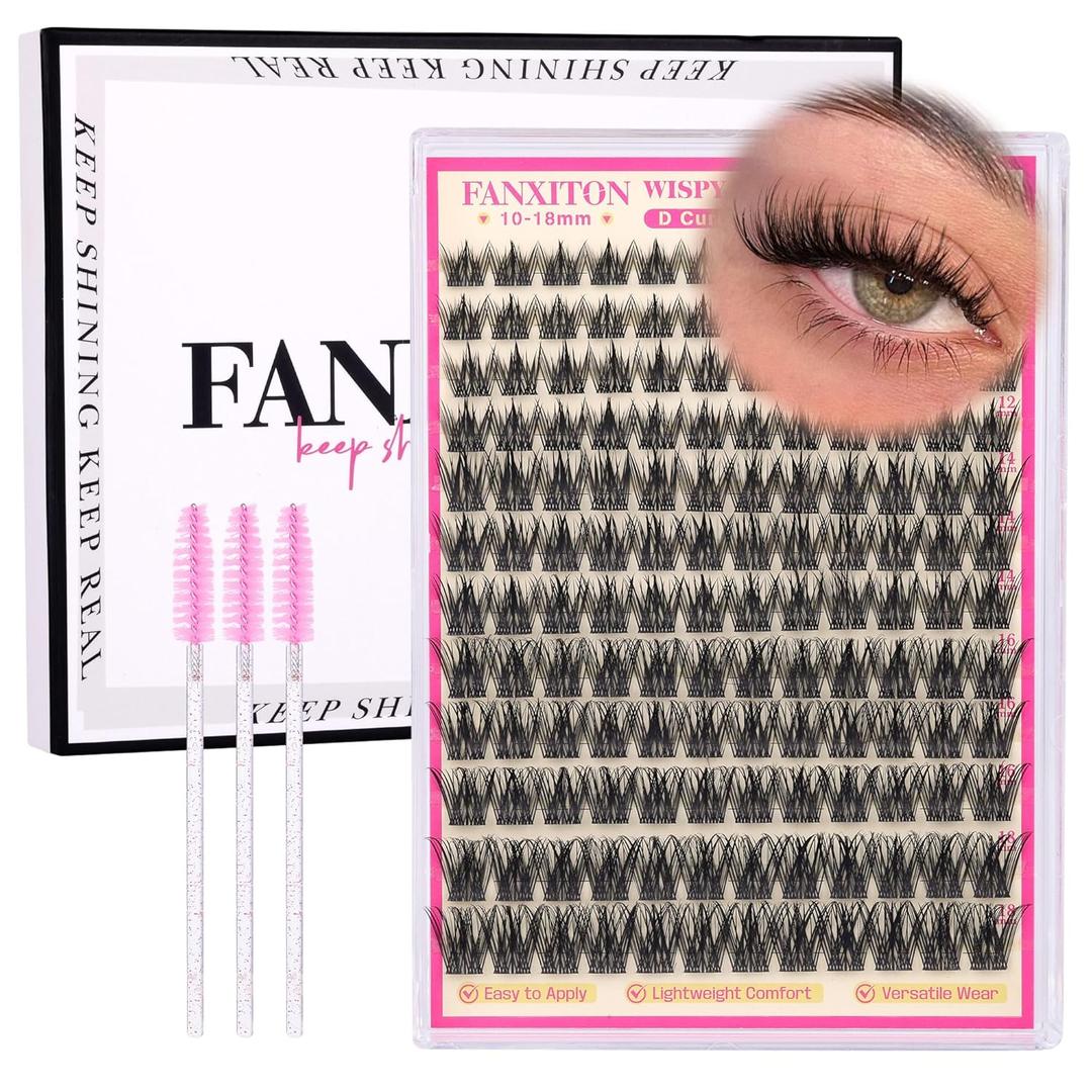 Manga Lash Clusters Kit Natural Anime Lashes Eyelash Extensions Eye Lashes Natural Looking with Lash Brush DIY Lash Extension Kit Eyelashes Natural Look Individual Lashes Kit For Beginners (No Glue)