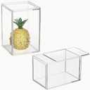 JUXYES Pack of 2 Clear Display Case for Mini Action Figures, Acrylic Box With Sliding Door, Stackable Cube Small Showcase, Free Standing Collectibles Protection