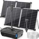 POPOSOAP 120W Solar Fountain Pump and Filter Kit, 1600GPH Solar Powered Pond Filter with 4-Stage Biological Filtration, Water Pump & Pond Filter Box for Outdoor Koi Pond, Garden, Waterfall P3120