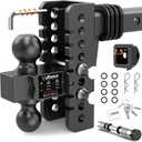 Adjustable Trailer Hitch, Drop Hitch for 2.5 Inch Receiver, Tow Hitch with 6 Inch Drop/Rise, 2" & 2-5/16" Ball Hitches for Trucks, 22,000 LBS GTW, Trailer Hitches with Anti-Theft Pin