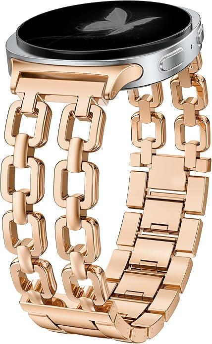 Wearlizer Metal Bands Compatible with Samsung Galaxy Watch 8 Band 40mm 44mm/Watch 8 Classic 46mm, No Gap Dressy Stainless Steel Chain Strap Wristbands Accessories for Women