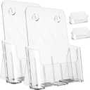 Argvey Acrylic Brochure Holder 8.5 x 11 inches, 2 Pack Clear Brochure Display Stand with Removable Divider for Trifold 4 Inches Wide Pamphlet, Plastic Flyer Holder for Magazine, Literature, Booklet